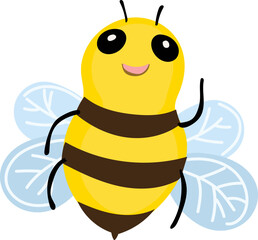 Cute bee cartoon on white background. Vector illustration.