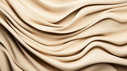 Textured background showing close-up of beige fabric with flowing folds and intricate patterns, offering a smooth and elegant appearance conveying movement and softness.
