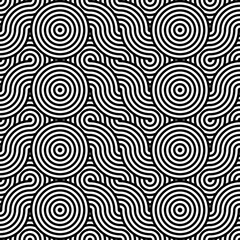 Vector abstract seamless pattern.Modern geometric background.Repeated monochrome pattern with concentric circles background ornament of striped concentric circles.Monochrome background with diagonal.