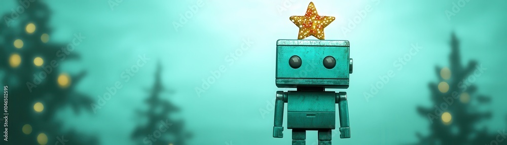 Poster Robot With Star On Head.