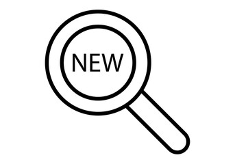 Icono negro de lupa con palabra nuevo