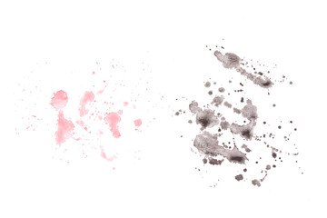 Naklejka premium Hand painted watercolor pink and grey abstract spots, splashes brush stroke background. Perfect texture base, template for your creative splashing design, card, paper print. Isolated from background.