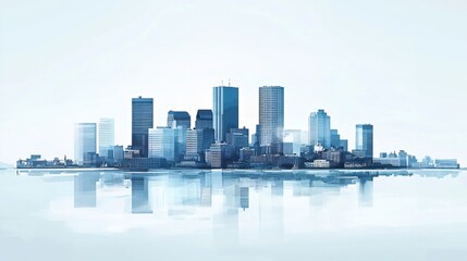 Fototapeta premium Modern city skyline reflection in tranquil waters