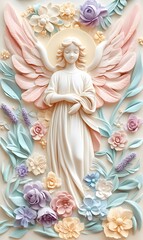 Fototapeta premium 3D_hand-carved Jesus, angel,generation AI