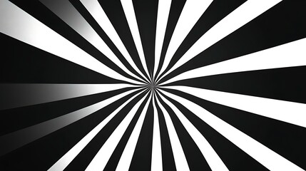 High-contrast black and white design with sharp, bold lines radiating from the center