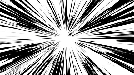 Intense black and white radiating lines in a comic book style converging at a central point for a striking effect
