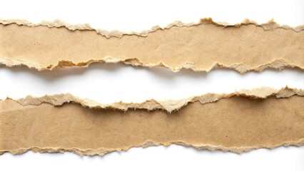 Ripped torn paper edge isolated on white background