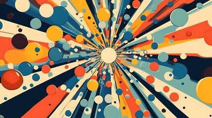 Dynamic comic-inspired pattern with bubbles radiating towards a central point for a playful design