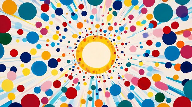 Playful and dramatic bubble pattern with shapes radiating towards the center for a striking pop art effect