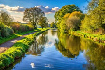 Fototapeta premium Sunny afternoon on macro canal in Northamptonshire