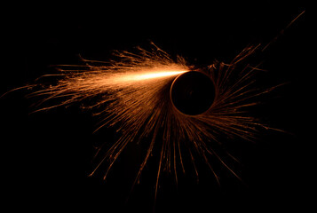 Sparks from a grinding wheel