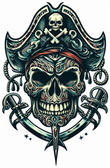 Fototapeta premium TRIBAL TATOO トライバル タトゥ 刺青 和柄 ドクロ 海賊 インディアン