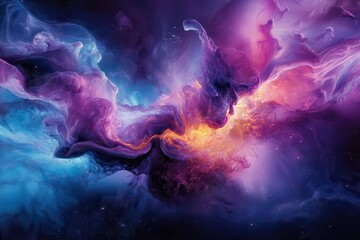 Obraz premium Dynamic Fusion of Abstract Shapes and Vibrant Colors Creating a Captivating Visual Experience