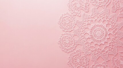 Photo of, Pink background with intricate lace texture and delicate cherry blossom motifs in pastel hues for design, banner template