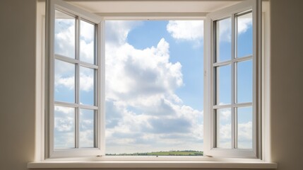 A clear view embracing nature through an open window