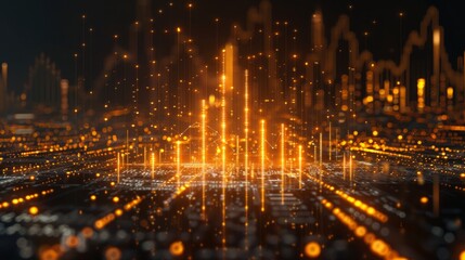 Abstract image representing business transformation with growth trend and customizable space