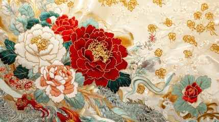 An intricate Chinese embroidery design
