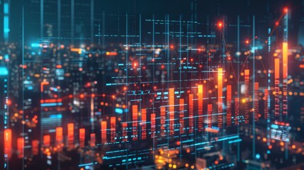 Obraz premium Abstract image representing business transformation with growth trends and ample space for text