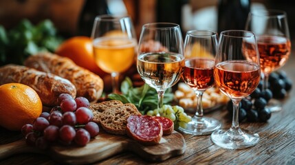 A vibrant spread of drinks and snacks for a gathering.