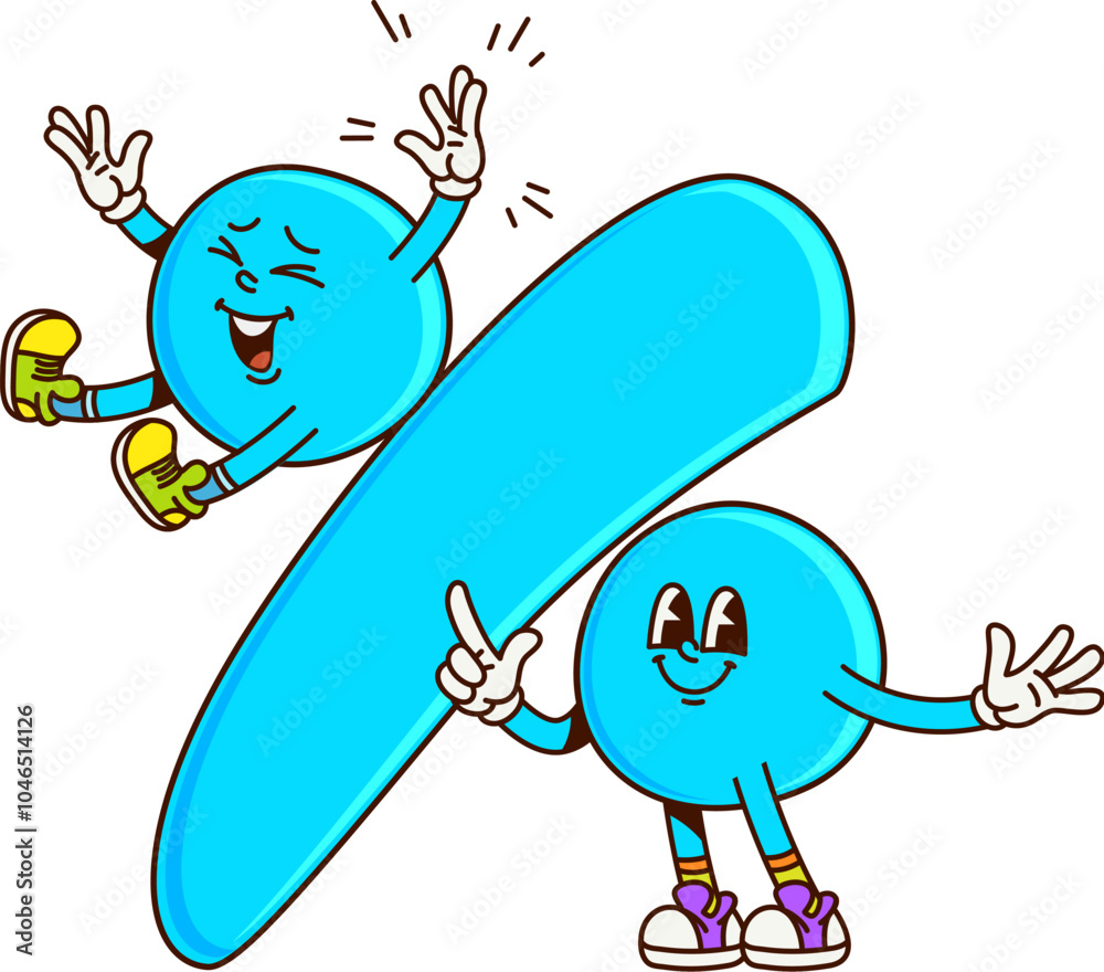 Aufkleber math divide symbol groovy character on fitness. mathematics calculation symbol cute cartoon vector c