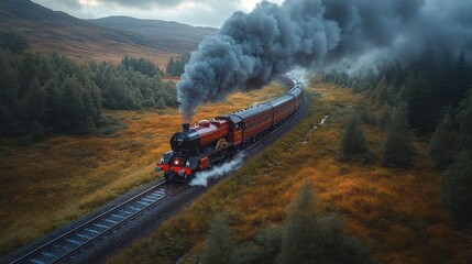 Obraz premium Steam Train in the Scottish Highlands