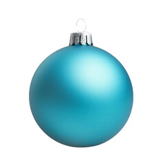 A vibrant blue ornament with a matte finish isolated on white background, decoration for Christmas tree.