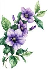 Purple Flowers with Green Leaves