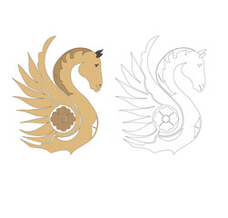 COLORFUL STYLIZED WINGED HORSE SYMBOL
