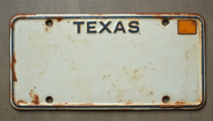 A license old metal plate antique vintage texas 1968 with background