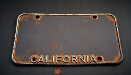 A license old metal plate antique vintage california 1976