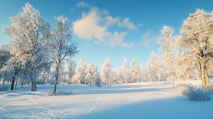 Obraz premium Panorama of a Beautiful Winter Park - 16K Resolution