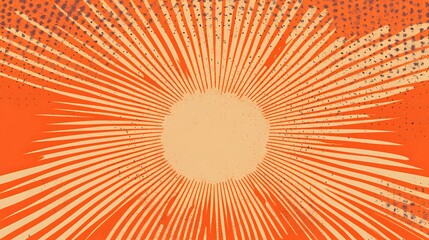Fototapeta premium Abstract orange and beige sunburst with grunge effect background.