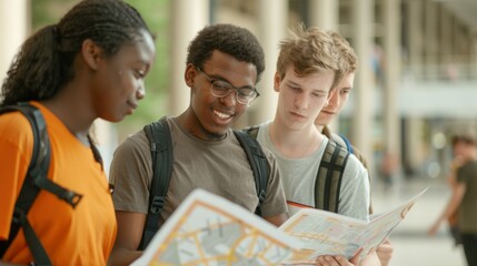 Exploring the Campus: Freshmen Students Embracing the Adventure of Navigating a Large University Map Together