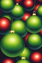 Obraz premium ia generated. red and green christmas balls. christmas tree decorations