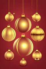 ia generated. golden christmas balls. christmas tree decorations