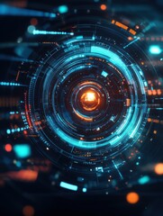 A colorful, glowing, and abstract image of a circle with a bright orange center