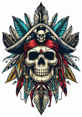 Fototapeta premium TRIBAL TATOO トライバル タトゥ 刺青 和柄 ドクロ 海賊 インディアン