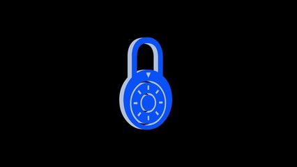 Blue Padlock Icon on Black Background