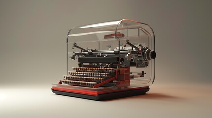 A 3D render of a traditional stenotype machine in use