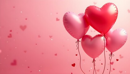 An illustration of a love concept featuring heart-shaped balloons in various shades of red and pink, creating a perfect design for Valentine's Day and wedding cards,  capturing the essence of romance 