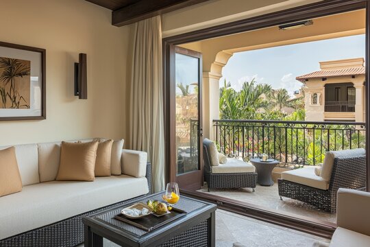An executive suite featuring a balcony with seating. The outdoor space offers a relaxing spot to unwind during busy days