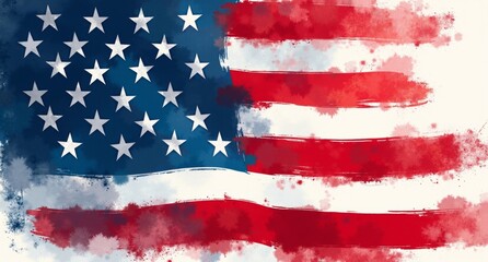 Healthcare reform in red, white, and blue, featuring dynamic brushstrokes and the American flag, symbolizing national commitment to health improvements. 