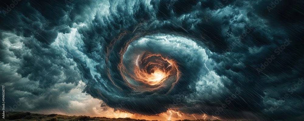 Aufkleber dramatic swirling storm clouds with a bright center, creating an intense atmospheric effect.