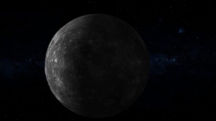Mercury planet zoom in on space with star