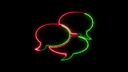 Neon Speech Bubbles on Black Background