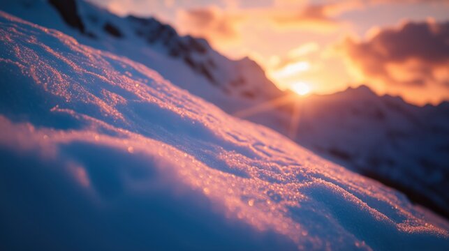 Sonnenaufgang &uuml;ber verschneiter Landschaft