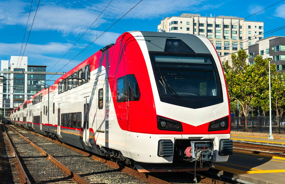 Electric trains at San Francisco Station in California, Untied States