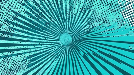 Fototapeta premium Abstract turquoise and black radial background with grunge texture.