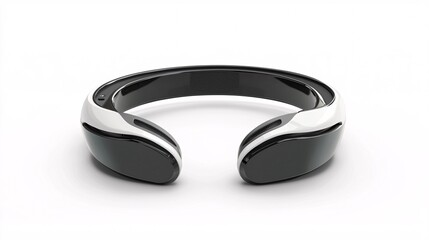 A cutting-edge hands-free gadget is showcased against a pristine white backdrop, highlighting its stylish design and advanced technology for effortless use.