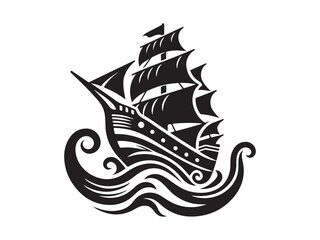 Depiction of ship silhouette vector icon